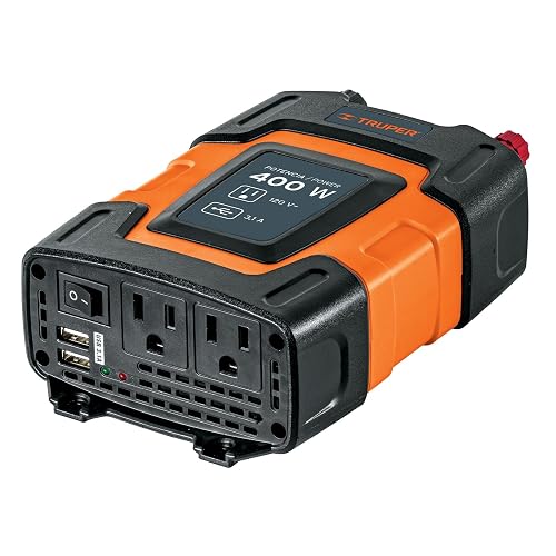 TRUPER Inversor de Corriente 400 W con Adaptador de Caimán, Naranja, INCO-400