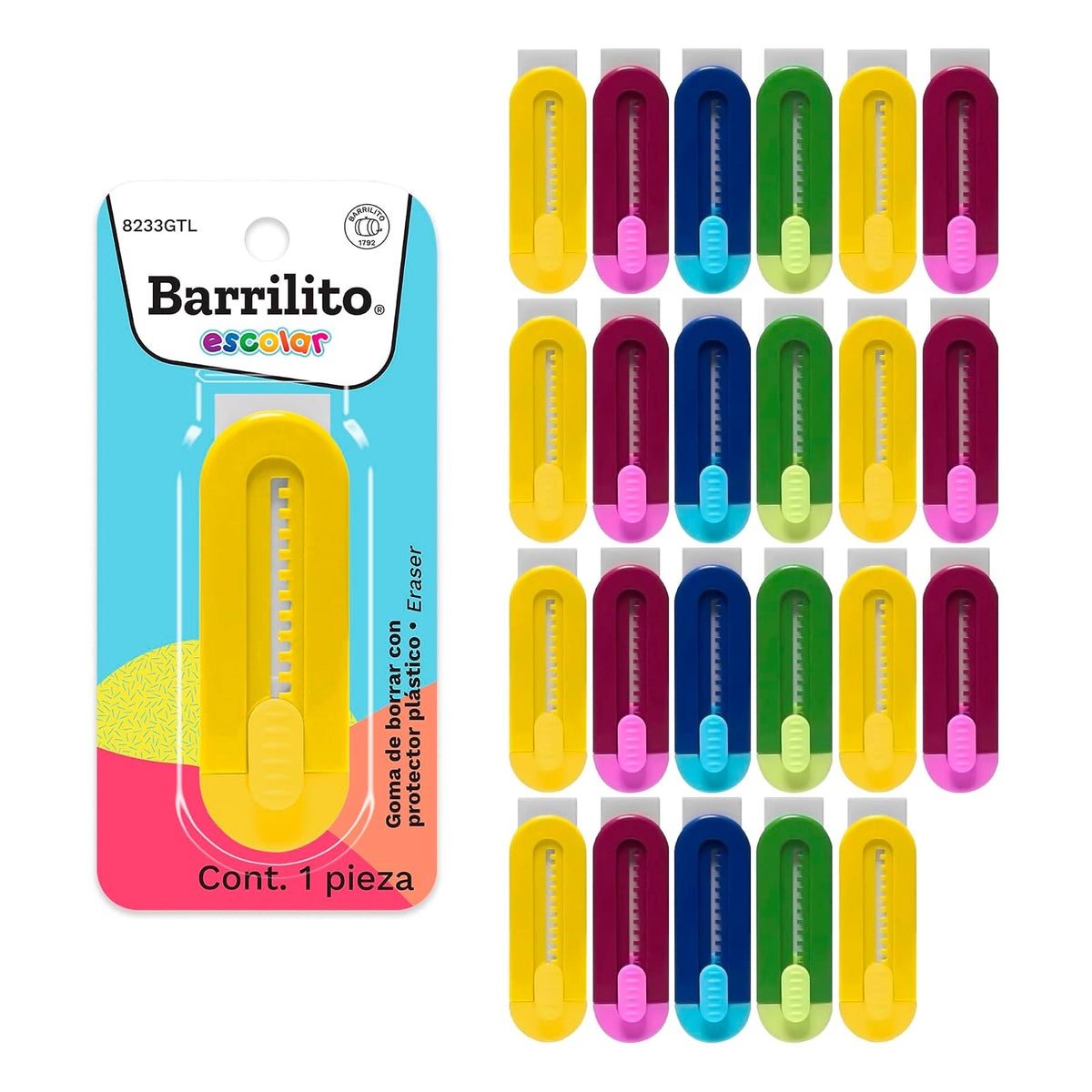 Barrilito Goma con Protector Plástico 24 Piezas