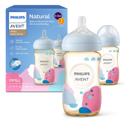 Philips Avent SCY943/02 - Biberón natural con pezón de respuesta natural, 9 onzas, 2 unidades