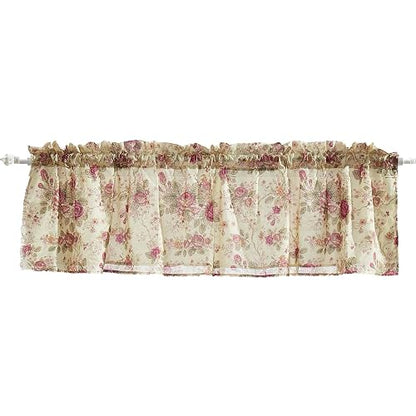 Greenland Home Antique Rose Cenefa para Ventana Forrada, 213 cm de Ancho x 48 cm de Largo, Marfil (Ecru)
