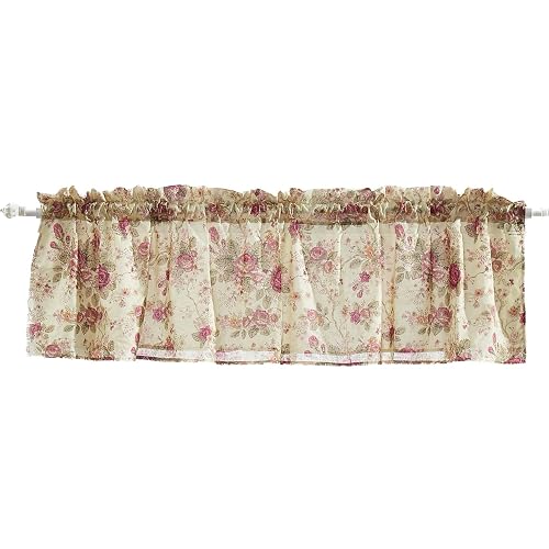 Greenland Home Antique Rose Cenefa para Ventana Forrada, 213 cm de Ancho x 48 cm de Largo, Marfil (Ecru)