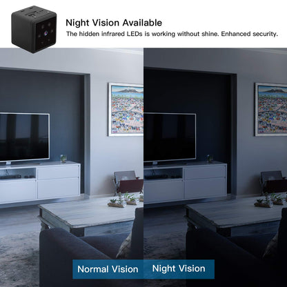 Hertekdo - Mini Cámara, Mini Camara 1080P HD Cámara de Seguridad con Visión Nocturna Detección de Movimiento Grabación en Bucle Mini Camara para Interiores o Exteriores Admite Tarjeta Micro SD 128GB
