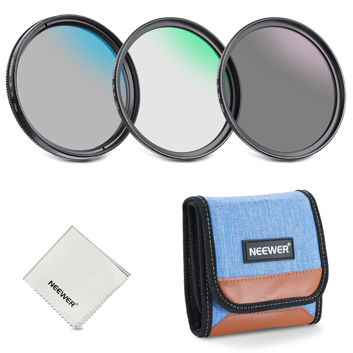 NEEWER 77mm UV/CPL/ND Kit Filtros Lentes, Protección UV + Polarización Circular + Densidad Neutra (ND8) con Cristal Optico Multicapa, Marco Delgado y Estuche Plegable Mejorado