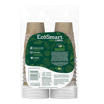 EcoSmart® - Vasos de papel de fibra 100% reciclada, tazas de café desechables de 16 onzas con tapas y mangas, 96 tazas ecológicas (6 paquetes combinados de 16 tazas, tapas y fundas)