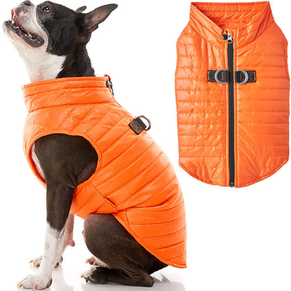 Gooby Chaleco Acolchado para Perro con Cremallera - Small chest (15") - naranja - fiesta de bloques