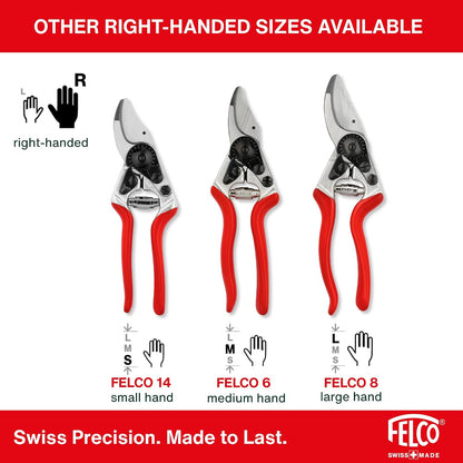 Felco - Tijeras de podar (F 16) - Podadora de jardín con una Mano para Zurdos de Alto Rendimiento Hecha en Suiza con Hoja de Acero