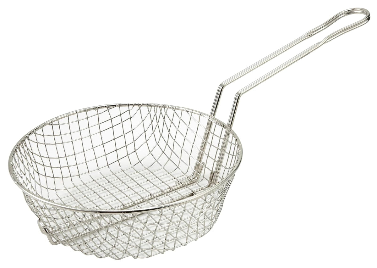 Winco Cesta culinaria, 8 pulgadas de diámetro, malla gruesa, mediano, níquel