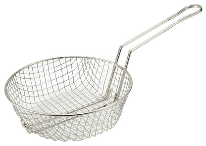 Winco Cesta culinaria, 8 pulgadas de diámetro, malla gruesa, mediano, níquel
