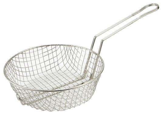 Winco Cesta culinaria, 8 pulgadas de diámetro, malla gruesa, mediano, níquel