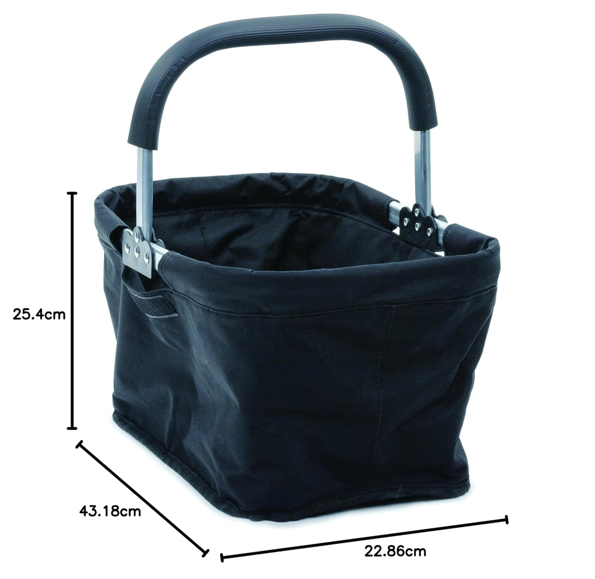 RSVP International - Cesta plegable para el mercado, color negro | marco de aluminio | tela de poliéster | compartimento grande con cierre, almacenamiento que ahorra espacio, tamaño único