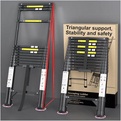 DIAMOND FORGE Escalera telescópica de Aluminio, 3,8 m, Color Negro