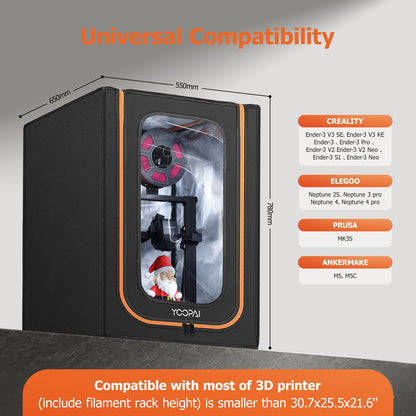 Carcasa para impresora 3D con iluminación LED, resistente al polvo, cubierta protectora de temperatura constante para Creality Ender 3/Ender 3 Pro/Ender 3V2/Ender 3S1/Neo/Anycubic Elegoo, 28.7 x 25.6 x 21.6 pulgadas