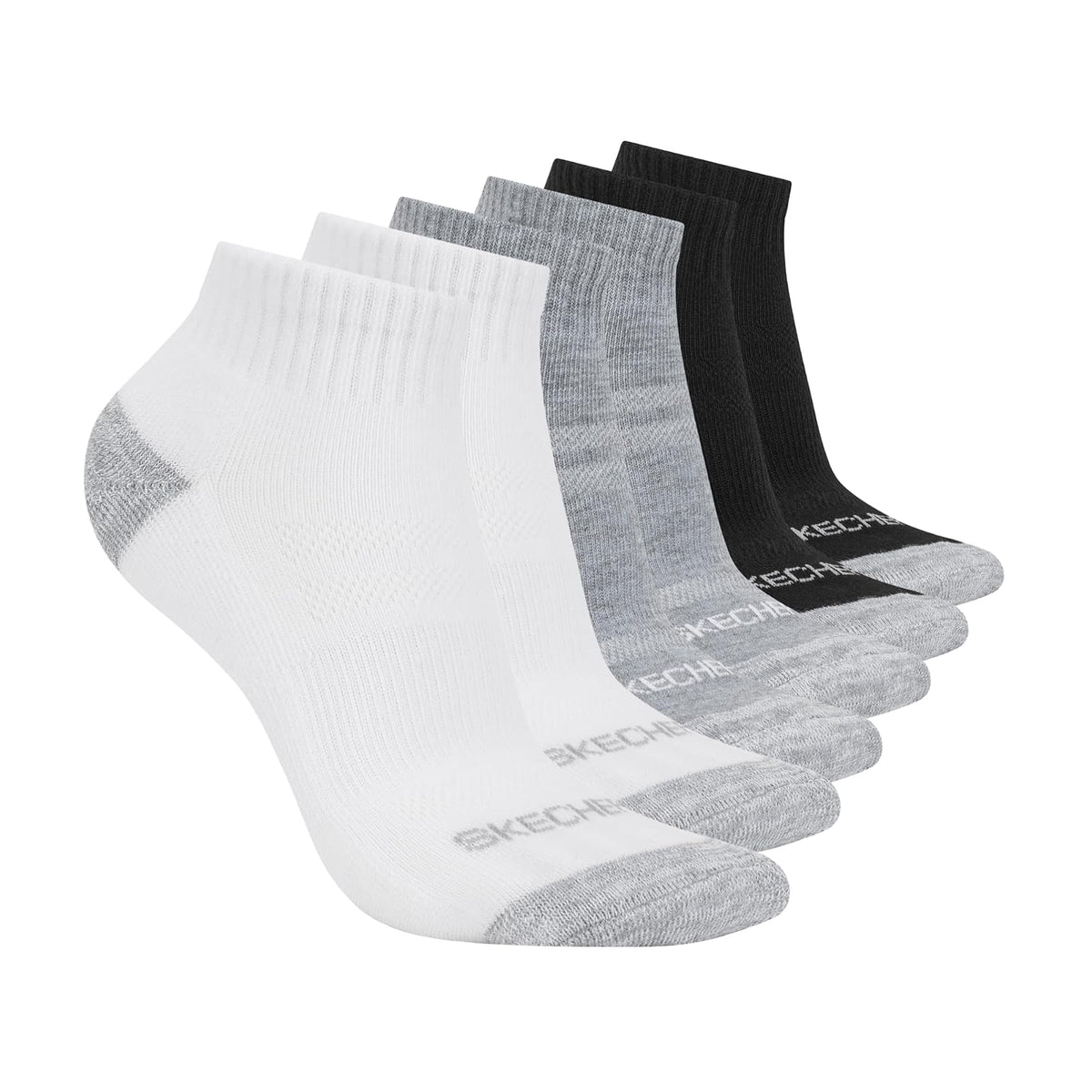 Skechers Calcetines Performance Paquete de 6 Mujer - 9-11 - Blanco - Gris Claro Heather - Black