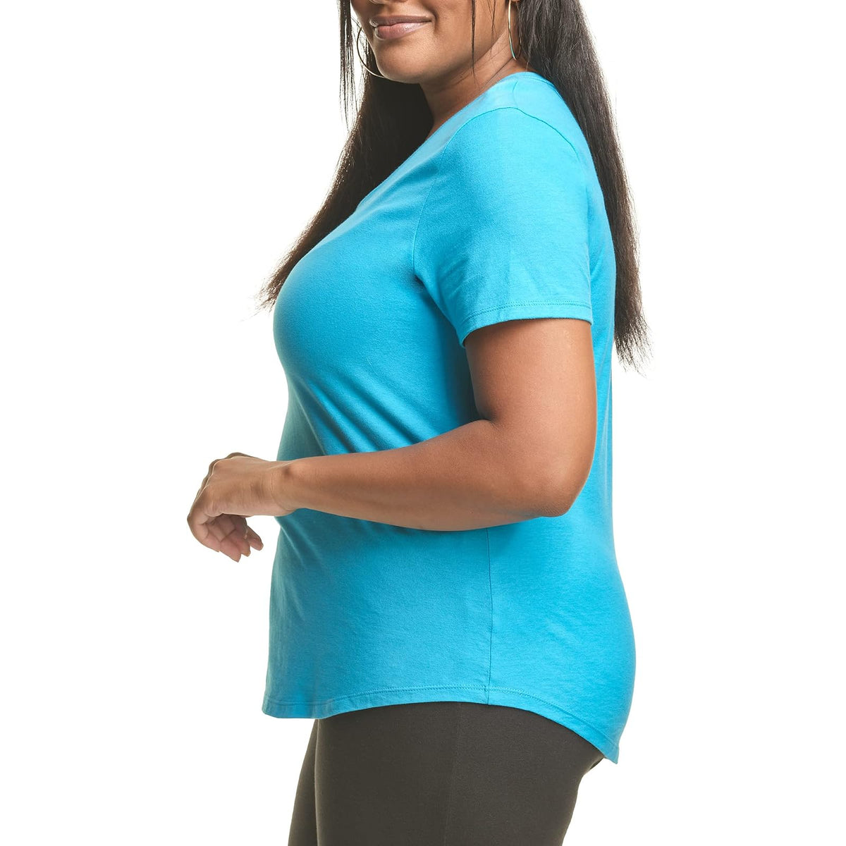 Just My Size Women's T-Shirt, Plus Size Short Sleeve V-Neck tee, JMS Plus Size Shirt for Women, Women’s tee Shirt
