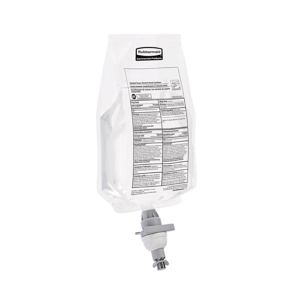 Rubbermaid Commercial Products - Recambio desinfectante de manos de espuma con alcohol AutoFoam de 1000 ml hidratante compatible con dispensadores AutoFoam y LumeCel de RCP para zonas comunes/salas de
