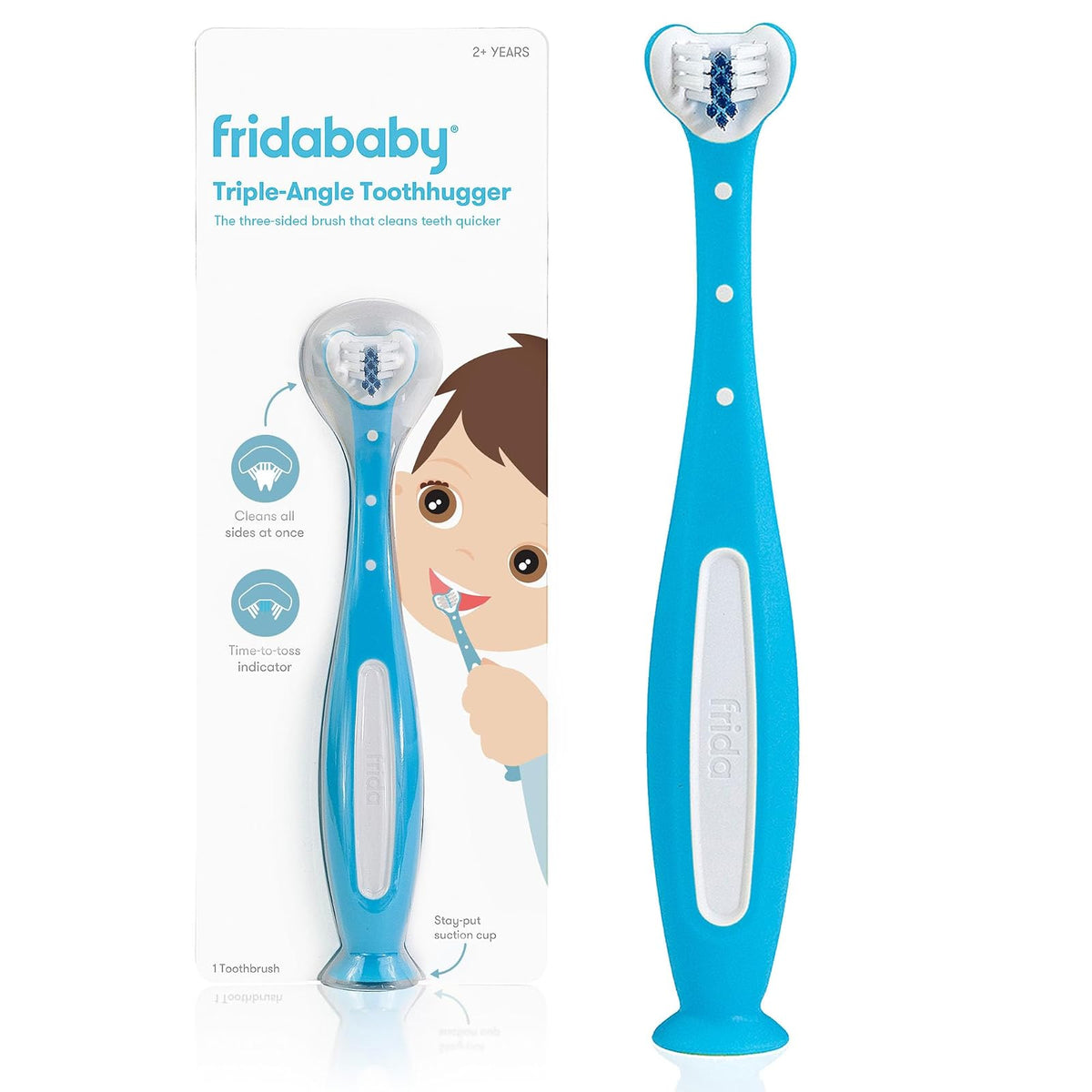 Frida Baby | Cepillo de Dientes de Triple Ángulo para Niños de 2 años o más | Color Azul | 1 pza