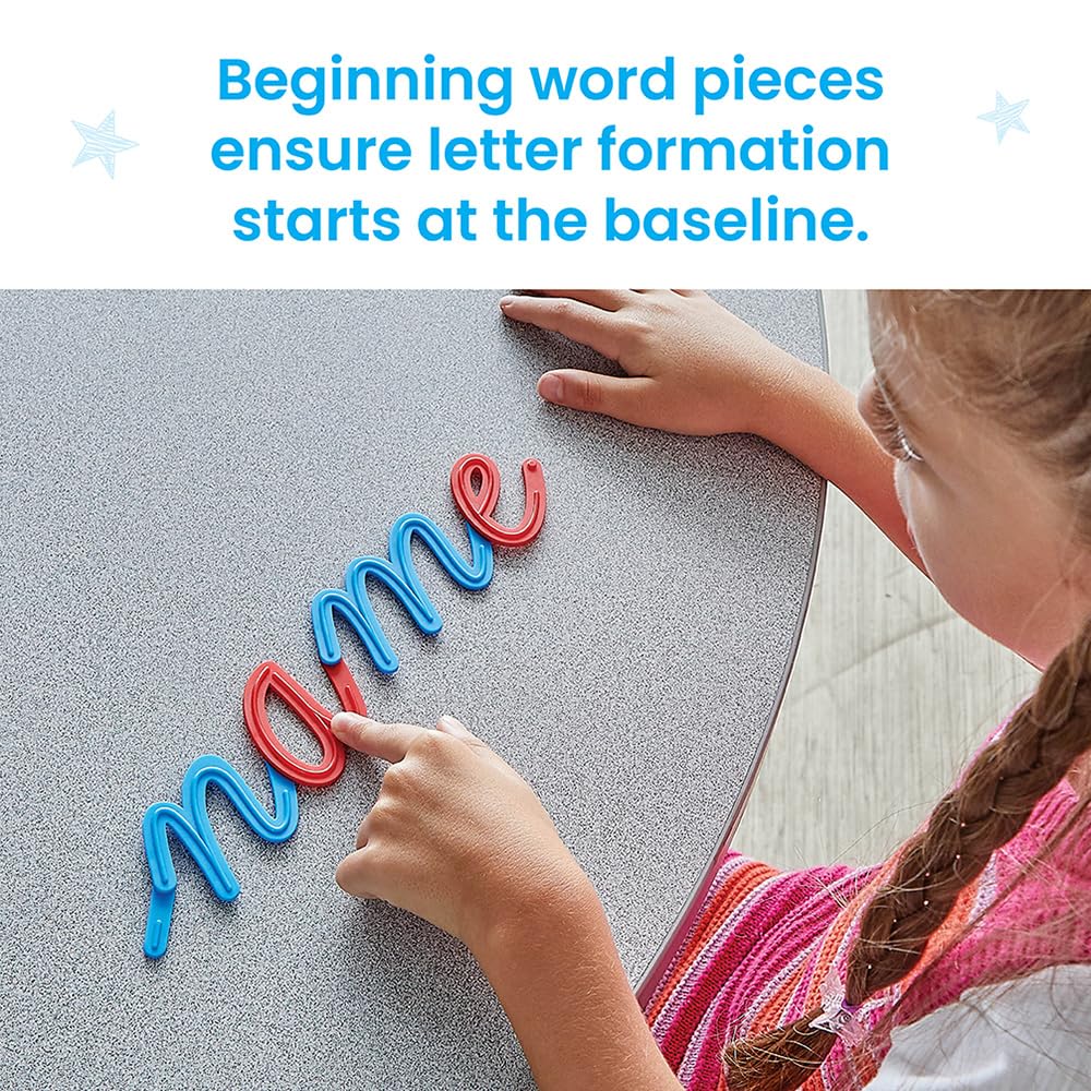 hand2mind Letras cursivas conectadas minúsculas, trazado táctil de letras, práctica de escritura cursiva del alfabeto, actividades de motricidad fina, suministros para educación en casa, manipulativos
