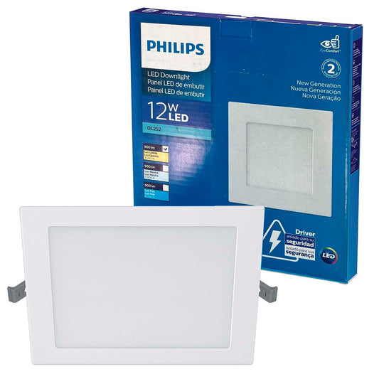 Philips LED Empotrado DL252 Cuadrado 6" - luz cálida de 12 watts