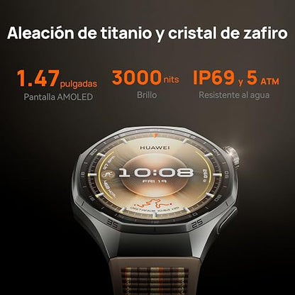 HUAWEI Watch GT 6 Pro Smartwatch 46mm Reloj Inteligente Hombre, Café | 1.47''AMOLED Pantalla, 21 Días de Batería, Ciclismo, GPS, NFC, ECG, SpO2, Compatible con iOS y Android
