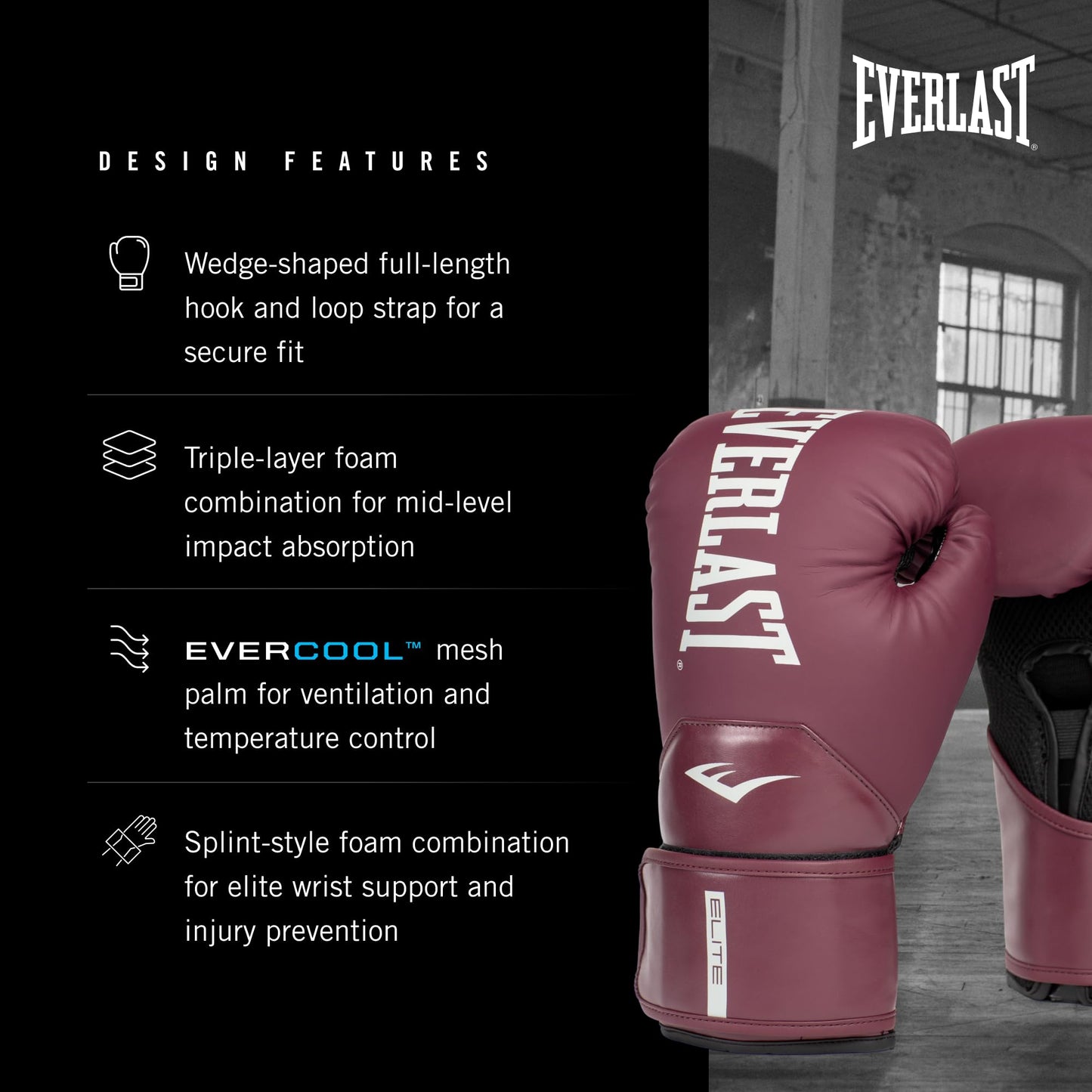 Everlast Elite 2 Boxing Gloves (Purple, 12oz)