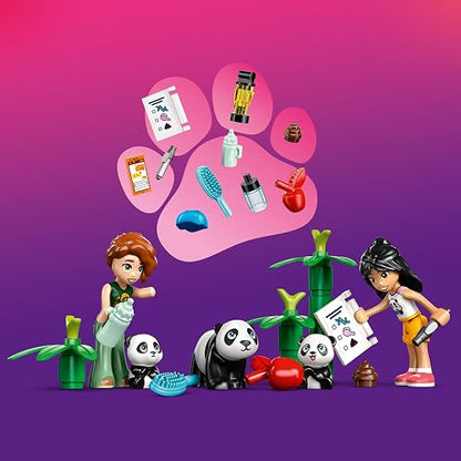 LEGO Friends Cuidado Animal en el Refugio para Pandas Set de Construcción de Juguete, 2 Minipersonajes, 3 Figuras de Osos, Casa del Árbol, Cuatrimoto, para Mayores de 7 Años 42648