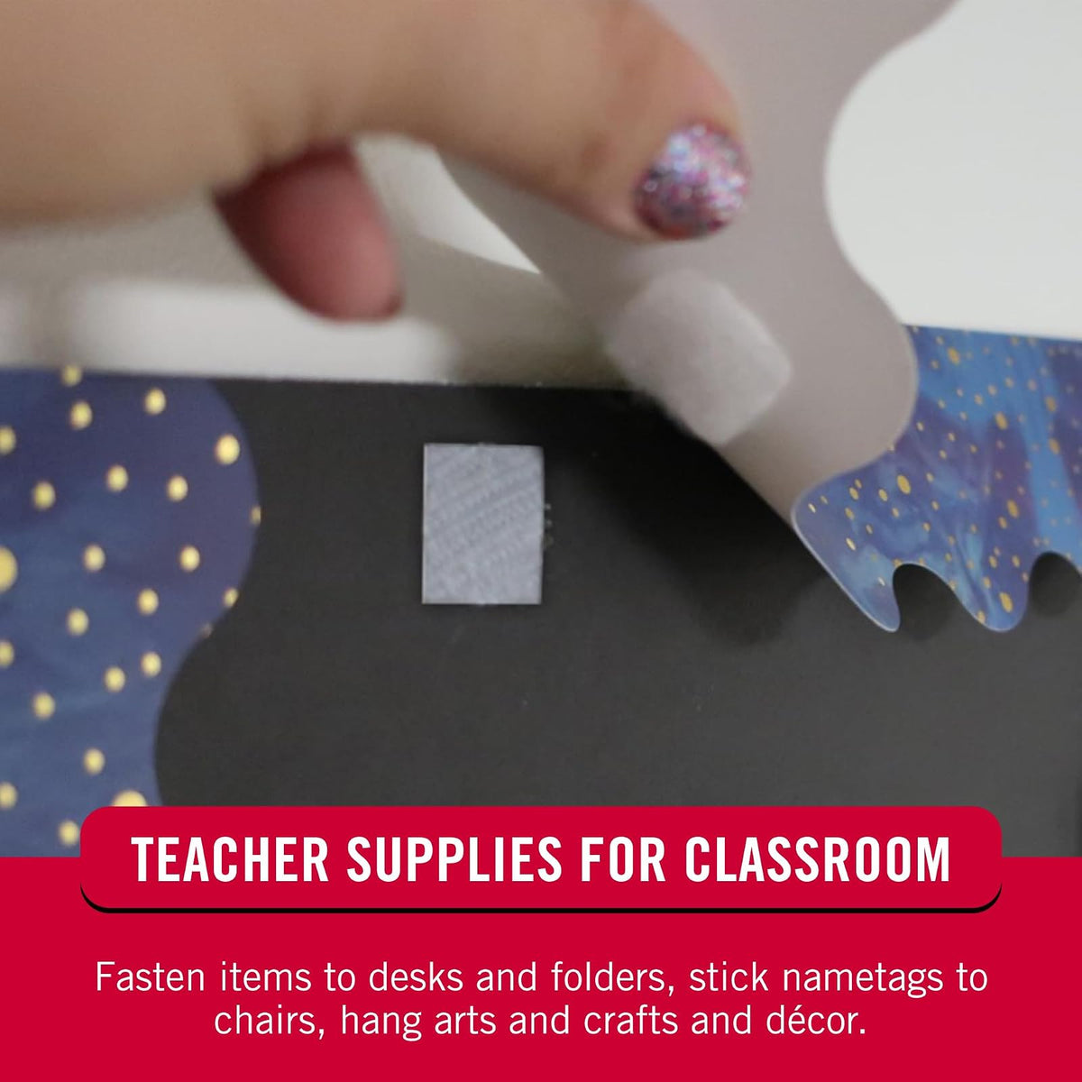 Velcro Brand Cuadrados de Montaje | 200 Unidades, 7/8 Pulgadas de Color Blanco | Gancho y Bucle calcomanía para Suministros para Profesores, organización de Oficina (30705)