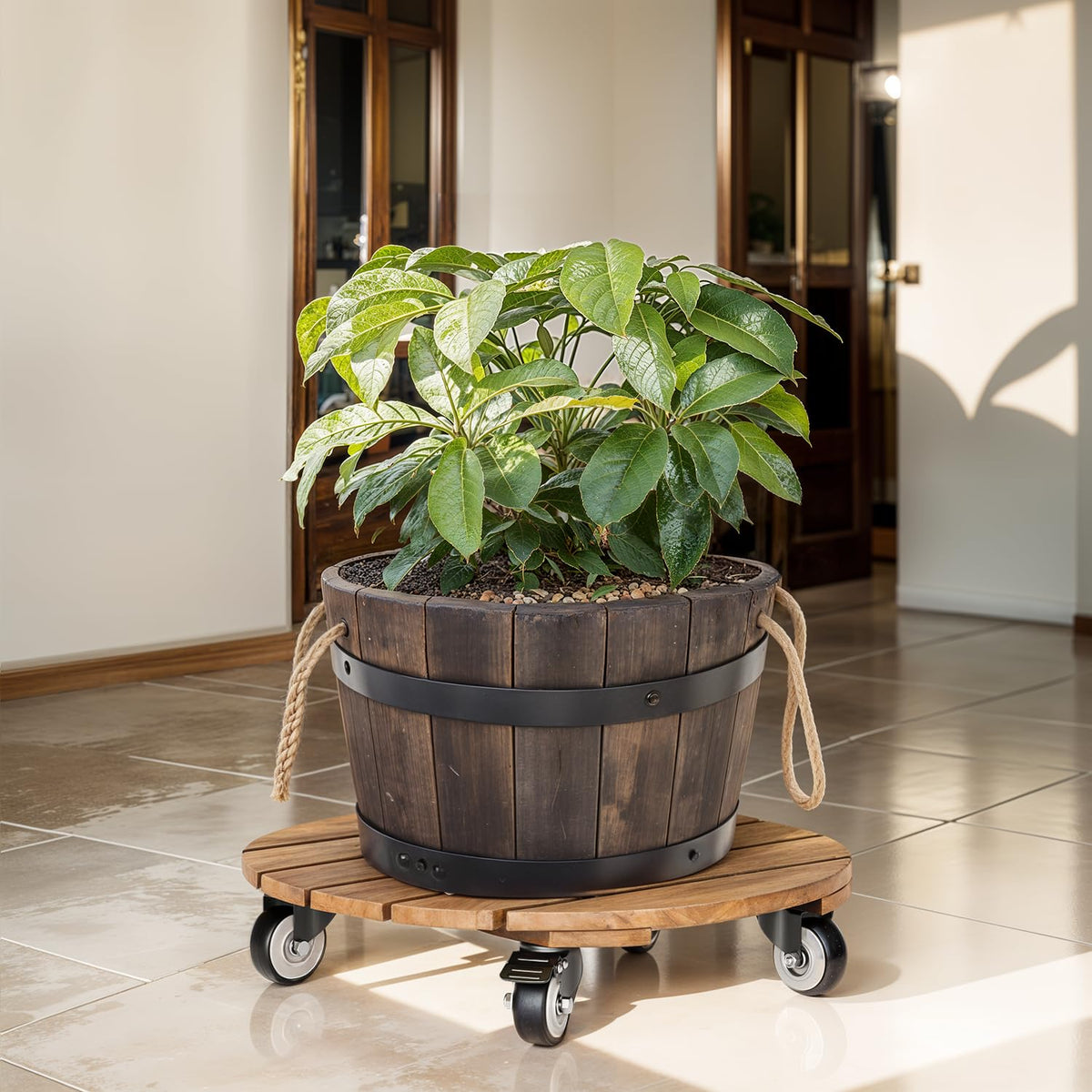 IDZO DEUU1 - Cesta para plantas, color teca dorada