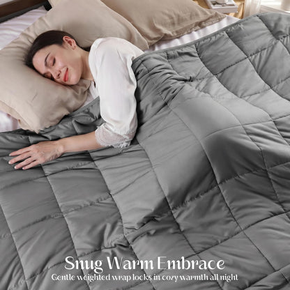 Smart Queen - Manta con Peso de 15 Libras (48 x 72 Pulgadas, Gris), Manta Pesada de enfriamiento Suave para Dormir, Transpirable para Todas Las Estaciones con abalorio de Vidrio de Alta Calidad