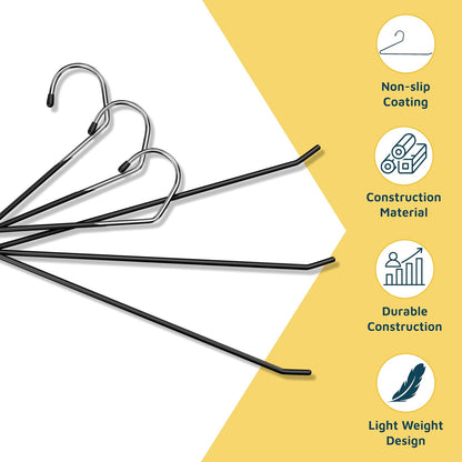 Lifemaster - Juego de 50 Perchas de Metal para Pantalones, Pantalones, Mantas y Jeans con Revestimiento de Goma y diseño Elegante de Extremo Abierto, Color Negro