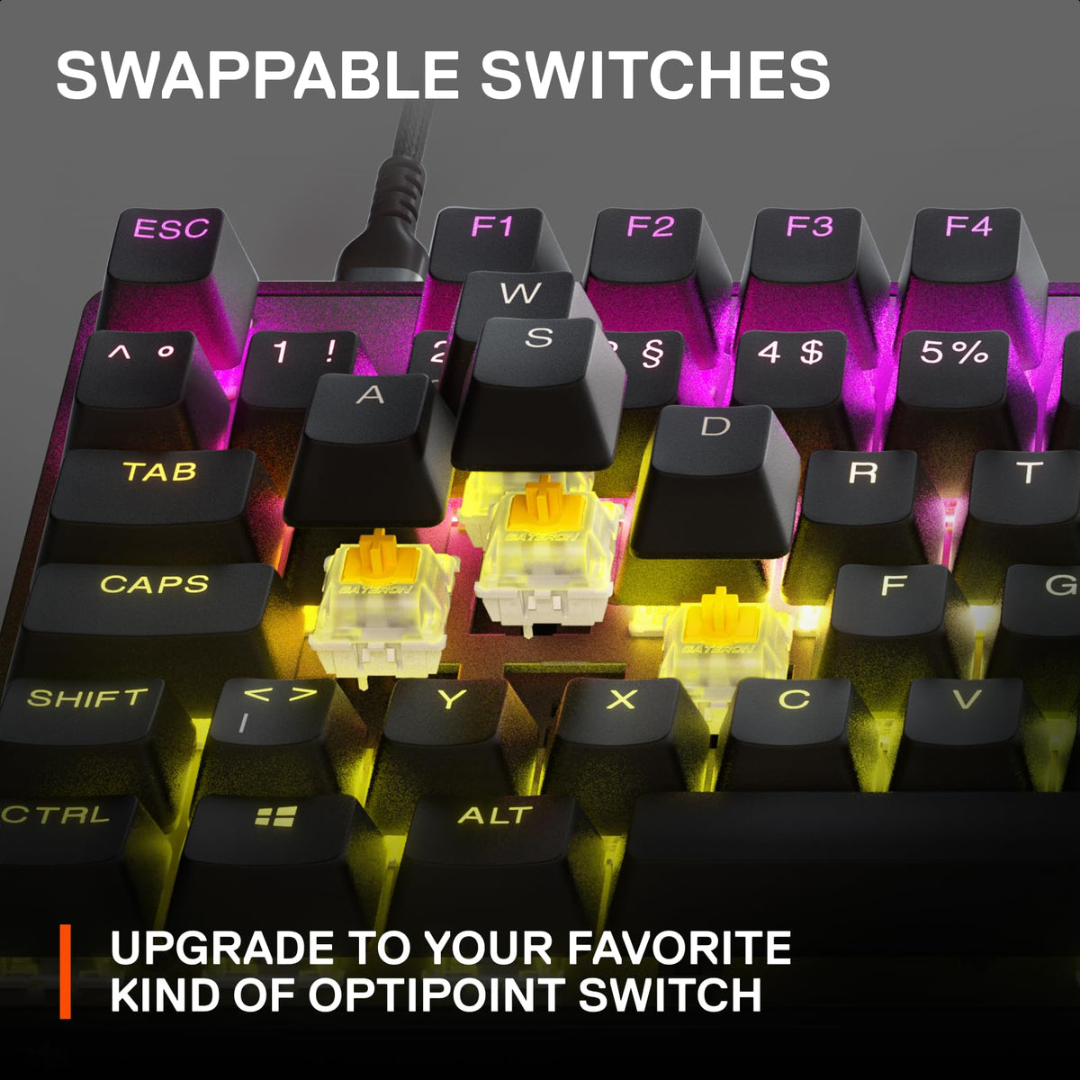 SteelSeries - Nuevo Apex 9 TKL - Mini Teclado óptico HotSwap - Diseño TKL Esports - Interruptores ópticos - Personalización RGB - Marco de aleación de Aluminio - Teclas PBT de Doble Disparo