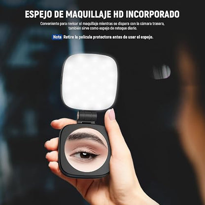 NEEWER BÁSICO Luz Selfie Magnética Compatible con MagSafe iPhone, CRI95 700lx/0,3m Aro Relleno LED Plegable Iluminación con Espejo para Zoom Maquillaje Foto Grabación Videoconferencia, Negro NL48B
