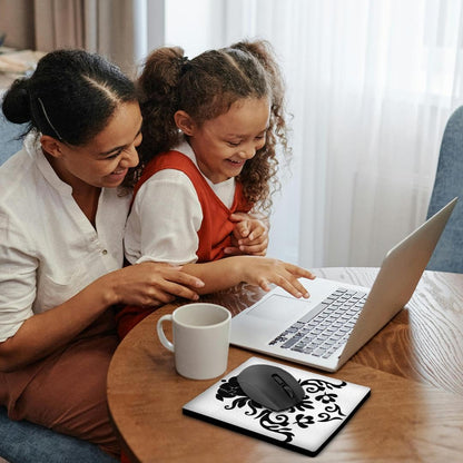 3dRose 8 x 8 x 0.25 Inches Mouse Pad, Elegant Black on A White Design (mp_65175_1)
