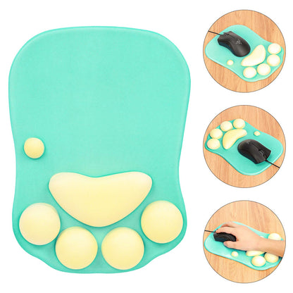 Emoly Alfombrilla para Mouse con Soporte de muñeca de Silicona Suave para Patas de Gato, reposamuñecas, Alfombrilla de Mouse para computadora, decoración de Escritorio (10.7 x 7.8, Verde)