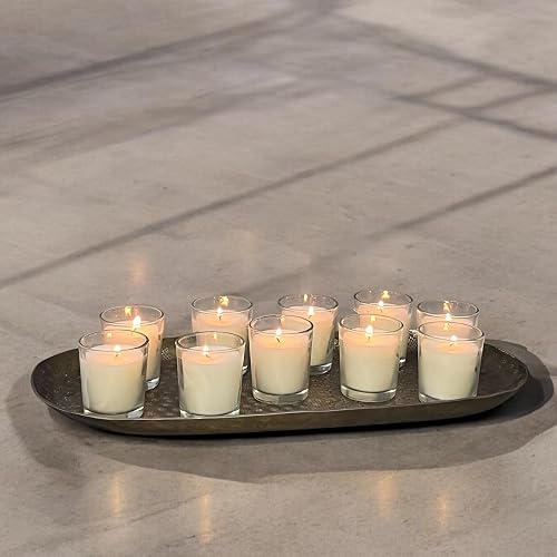Stonebriar - Paquete de 48 velas votivas de vidrio transparente sin perfume de larga duración