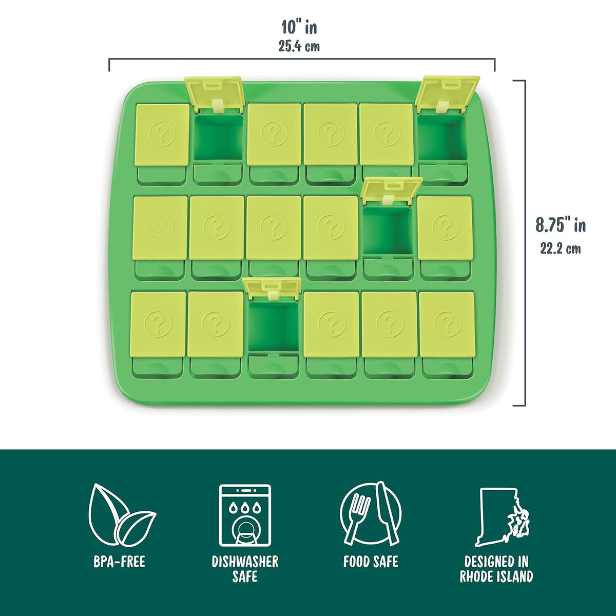 Genuine Fred, Match UP Bandeja de Aperitivos con Memoria, Color Verde, para Viajes, Mide 10 x 8.7 Pulgadas