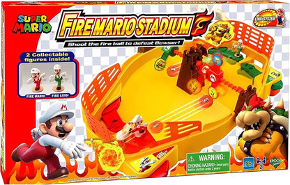 EPOCH Super Mario Fireball Stadium - Juego de acción de Mesa para 2 Jugadores para Mayores de 5 años - Incluye Bowser's Tower, Objetivos de Doble Cara y Cifras de acción coleccionables Mario & Luigi