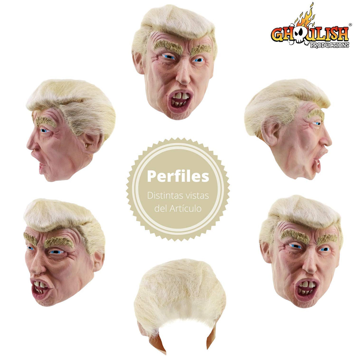 Máscara con Cabello de Presidente de USA, Máscaras de Personajes Famosos Ideal para Disfraz de Halloween
