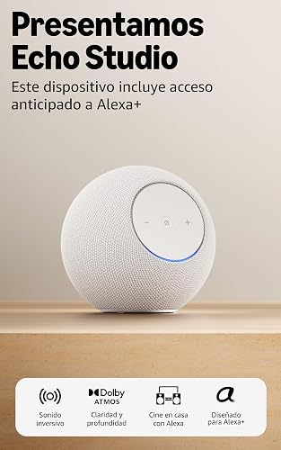 Echo Studio (modelo más reciente), Audio espacial inmersivo y Dolby Atmos, blanco glacial