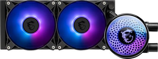 MSI mag Coreliquid A12 240 - Enfriador líquido para CPU AIO ARGB - Radiador de 240 mm - Listo para LGA 1700 - Ventiladores ARGB PWM de 120 mm de Doble rodamiento de Bolas x2, Cabezal Giratorio, LGA