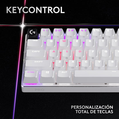 Logitech G Pro X 60 Lightspeed, Teclado inalámbrico para Juegos, 60% TKL mecánico Ultra Compacto para PC, RGB LIGHTSYNC, Teclas de PBT de Doble Moldeado, interruptores ópticos GX táctiles - Blanco