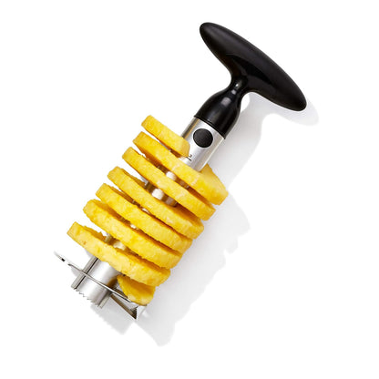 OXO Good Grips 3108300 Stainless Steel Ratcheting Pineapple Slicer, Plata/Negro