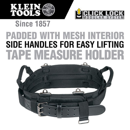 Klein Tools 55918 - Cinturón de herramientas para electricista para uso con bolsas modulares de Klein Tools Click Lock Modular System, talla M