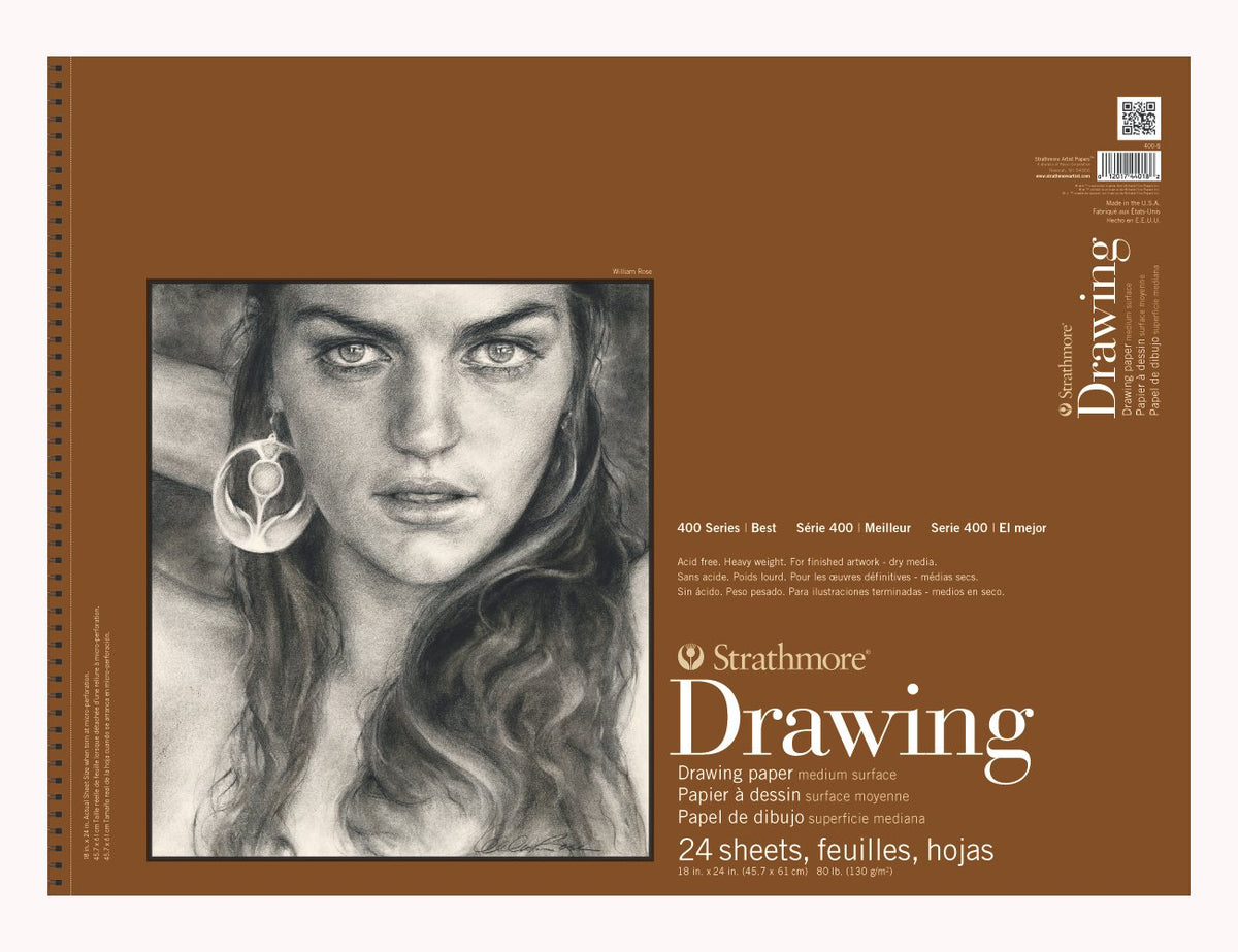 Strathmore Bloc de Papel para Dibujo en Espiral, 80 lb - Marfil - crema - 45,72 x 60,96 cm (18 X 24 pulg.)
