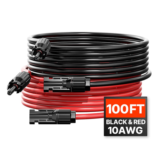 VEVOR - Cable de extensión de panel solar de 100 pies, cable de extensión solar de 10 AWG con conectores impermeables hembra y macho, cable fotovoltaico de 6 mm² para paneles solares del hogar, barco