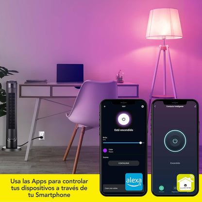 Lloyd's Set de 2 Contactos Inteligentes WiFi + Evolux by Foco LED Inteligente WiFi A19 configuración automática (Redes de 2.4 GHz) Compatible con Alexa (3 Focos)