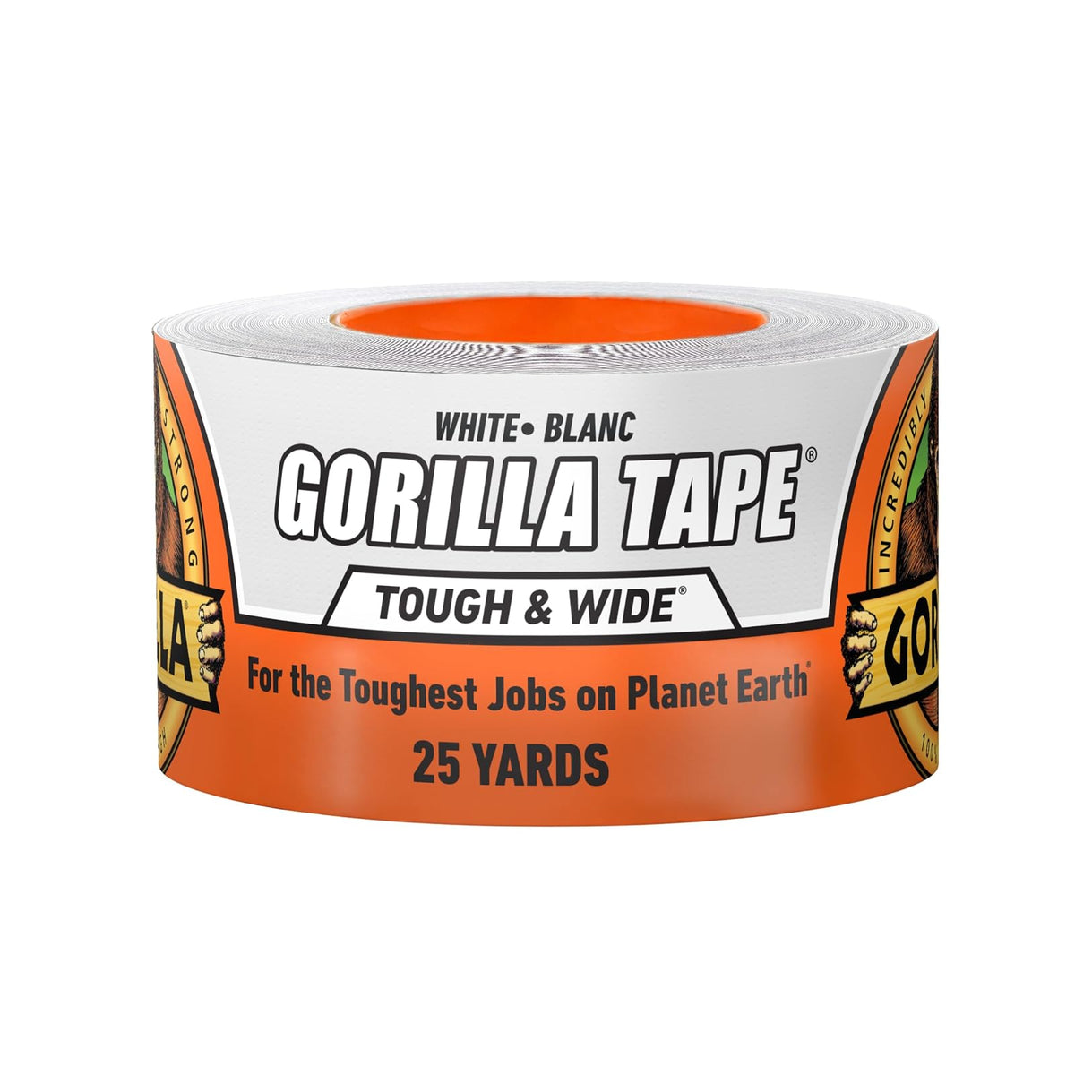 Gorilla Tape Tough & Wide, cinta blanca, 2.9 x 25 yardas (paquete de 1) – Resistente y resistente a la intemperie para interiores o exteriores