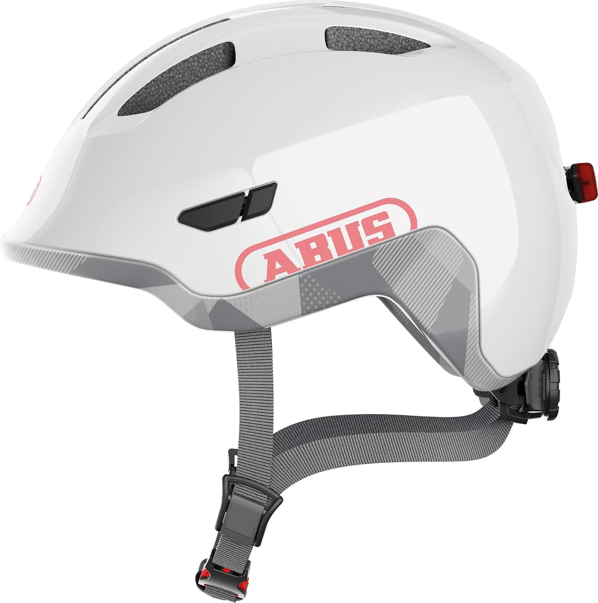 ABUS Kinderhelm Smiley 3.0 Ace LED - Fahrradhelm mit Licht - Rosa (pink watermelon) - S (45-50 cm​)