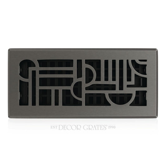 Decor Grates ADH410-GM Art Deco - Registro de piso, 4 x 10 pulgadas, pistola de metal, 1 paquete
