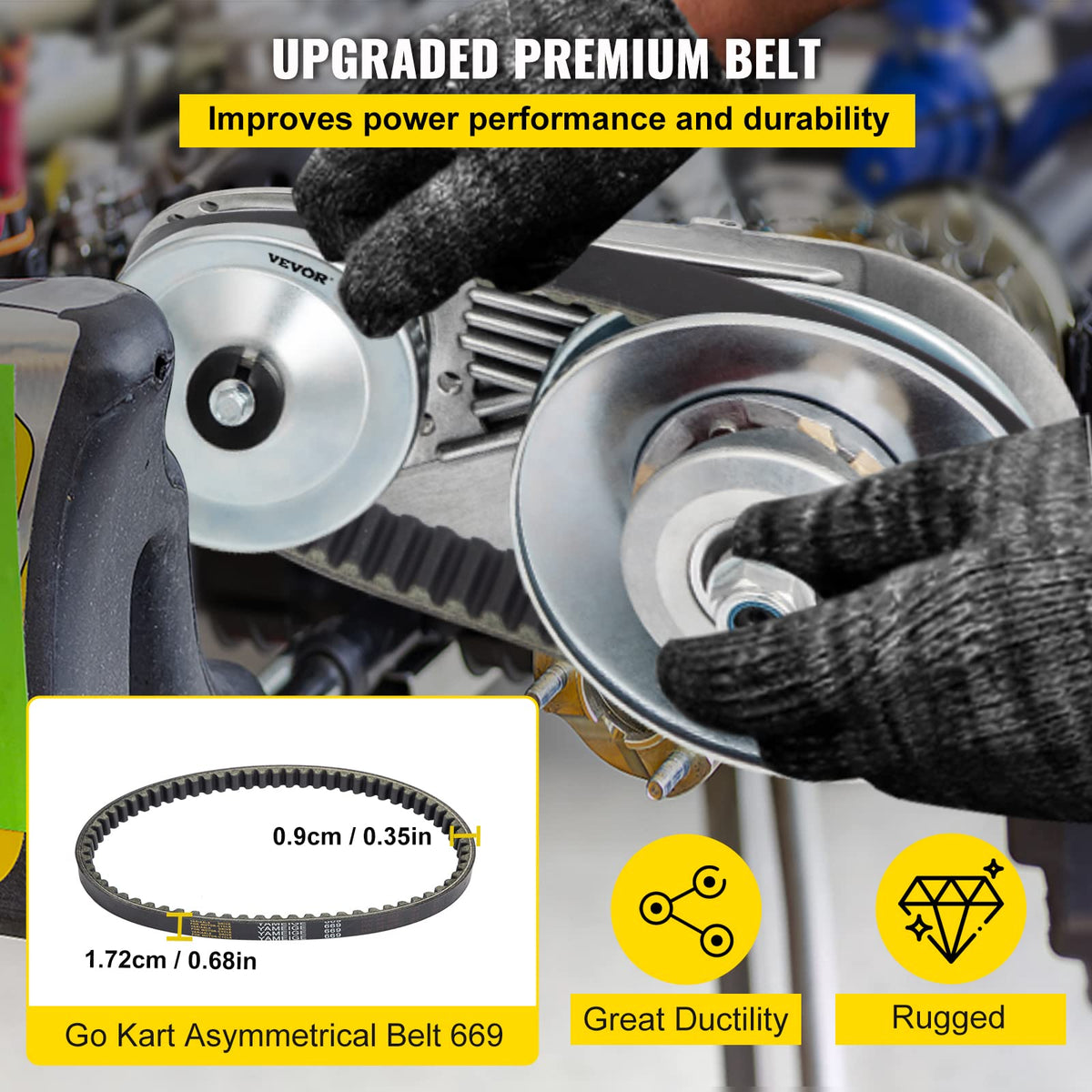 VEVOR Embrague de Transmisión Motor de 2 a 8 HP Embrague de Transmisión de Alta Resistencia 2000 RPM con Ruedas de Diseño Asimétrico y Correa de Goma Embrague Resistente y Duradero para Varios Motores