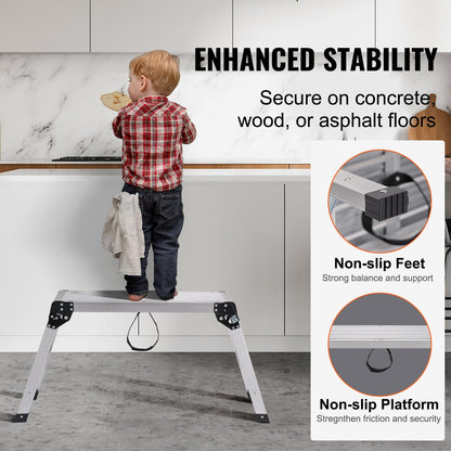 VEVOR - Plataforma de trabajo plegable, 30 x 12 x 20 pulgadas, escalera de aluminio para paneles de yeso, capacidad de carga de 350 libras, banco de trabajo resistente con pies antideslizantes, ideal para lavar vehículos, limpiar, pintar, decorar
